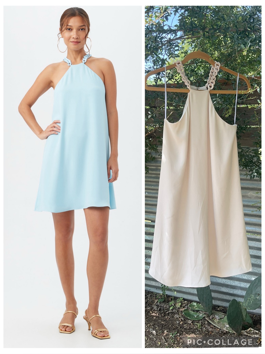 Trina Turk Aliyas Bone Chain Halter Neck A Line Trapeze Dress Size Small